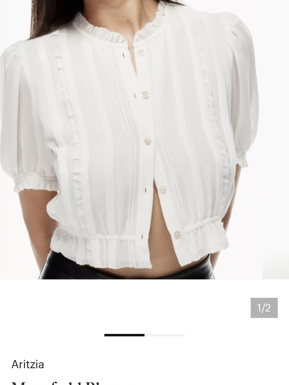 New - Wilfred Ruffled Button-Front Crop Blouse